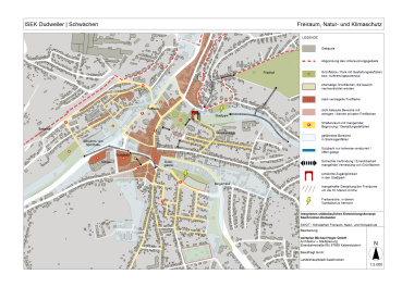 Übersichtskarte ISEK Dudweiler - Freiraum: Schwächen Image