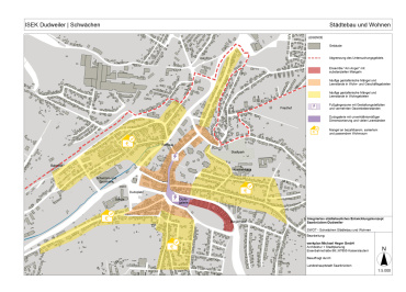 Übersichtskarte ISEK Dudweiler - Städtebau und Wohnen: Schwächen Image