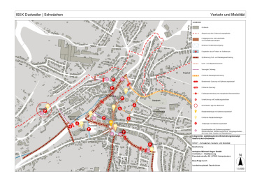 Übersichtskarte ISEK Dudweiler - Wirtschaft: Schwächen Image