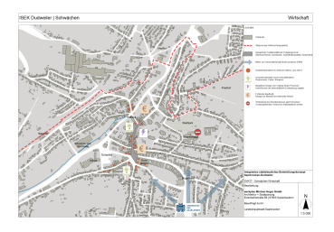 Übersichtskarte ISEK Dudweiler - Wirtschaft: Schwächen Image