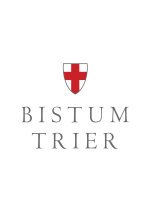 Logo des Bistums Trier mit rotem Kreuz auf weißem Untergrund